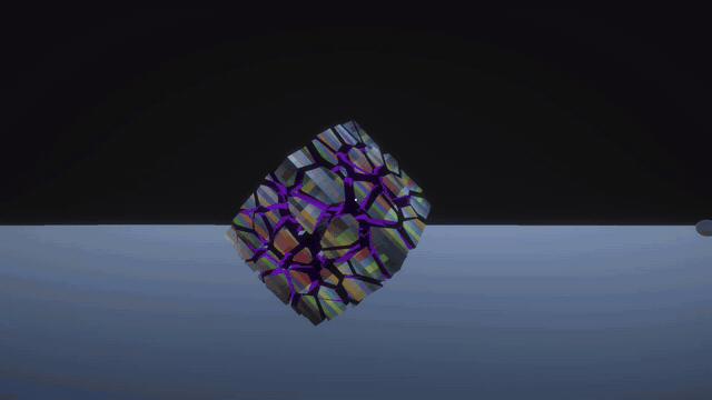 The fragmented cube contracts into a resolved form after the solve conditions are met.